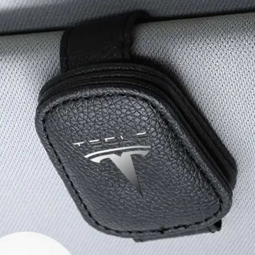 TESLA Faux Leather Car Sunglass Holder | Magnetic Design